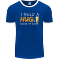 I Need a Huge Glass of Cider Funny Alcohol Mens Ringer T-Shirt FotL Royal Blue/White