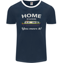 Home Is Where You Moor It Long Boat Barge Mens Ringer T-Shirt FotL Navy Blue/White
