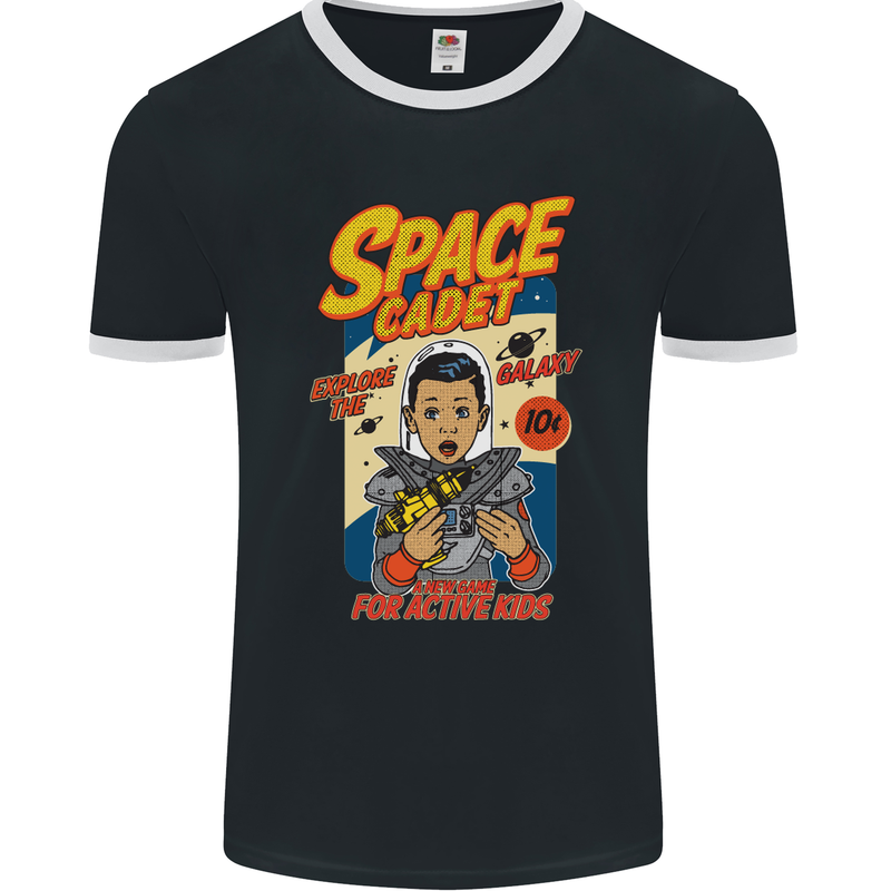 Space Cadet Explore the Galaxy Astronaut Mens Ringer T-Shirt FotL Black/White