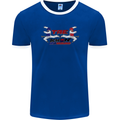 Taekwondo Fighter Mixed Martial Arts MMA Mens Ringer T-Shirt FotL Royal Blue/White