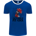 Stop Starring at My Cock Funny Rude Mens Ringer T-Shirt FotL Royal Blue/White