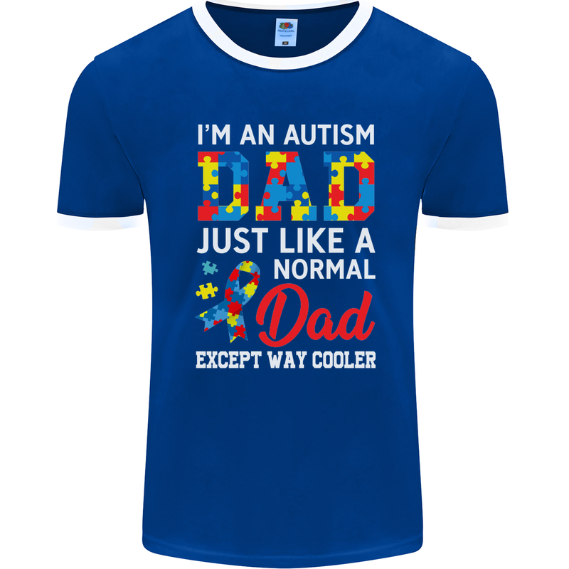 Autism Dad Autistic Fathers Day ASD Mens Ringer T-Shirt FotL Royal Blue/White