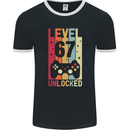 67th Birthday 67 Year Old Level Up Gamming Mens Ringer T-Shirt FotL Black/White