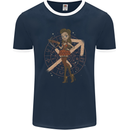 Sagittarius Steampunk Woman Zodiac Mens Ringer T-Shirt FotL Navy Blue/White