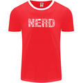 Nerd Word Art Geek Mens Ringer T-Shirt FotL Red/White