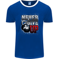 Never Give Up Gym Training Top Bodybuilding Mens Ringer T-Shirt FotL Royal Blue/White