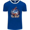Trippy Alice Magic Mushrooms LSD Mens Ringer T-Shirt FotL Royal Blue/White