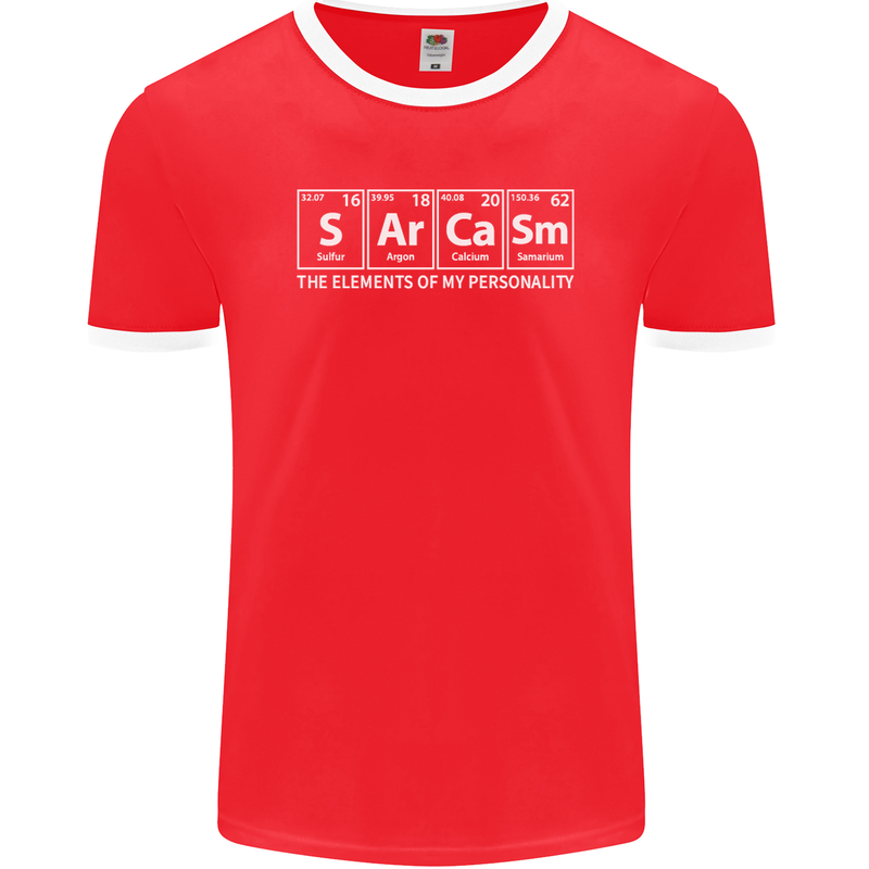 Sarcasm the Elements Personality Funny ECG Mens Ringer T-Shirt FotL Red/White