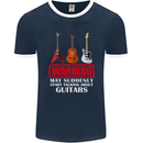 Suddenly Start Talking About Guitars Funny Mens Ringer T-Shirt FotL Navy Blue/White