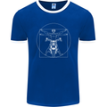 Vitruvian Biker Motorcycle Motorbike Mens Ringer T-Shirt FotL Royal Blue/White