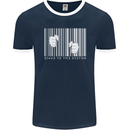 Slave to the System Anti Capitalism Mens Ringer T-Shirt FotL Navy Blue/White