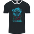 A Gothic Celtic Cross and Roses Mens Ringer T-Shirt FotL Black/White