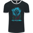 A Gothic Celtic Cross and Roses Mens Ringer T-Shirt FotL Black/White