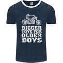 Bigger Toys Older Boys Motorbike Biker Mens Ringer T-Shirt FotL Navy Blue/White