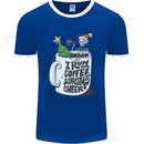 I Run On Coffee and Christmas Cheer Skull Mens Ringer T-Shirt FotL Royal Blue/White