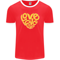 Love Word Art Heart Shape Anti-War Hippy Mens Ringer T-Shirt FotL Red/White