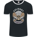 Cullinary Gangster Chef Cooking Skull BBQ Mens Ringer T-Shirt FotL Black/White