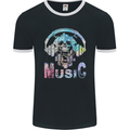 Music Skull With Headphones Dance Tekno Mens Ringer T-Shirt FotL Black/White