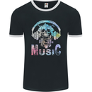 Music Skull With Headphones Dance Tekno Mens Ringer T-Shirt FotL Black/White