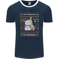 Hippo Christmas Funny Hippopotamus Mens Ringer T-Shirt FotL Navy Blue/White