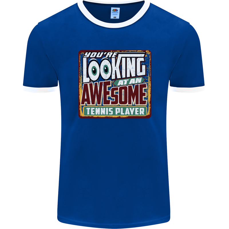 An Awesome Tennis Player Mens Ringer T-Shirt FotL Royal Blue/White