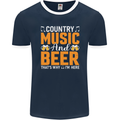 Country Music and Beer Thats Why Im Here Mens Ringer T-Shirt FotL Navy Blue/White