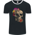 Mexique Sugar Skull Day of the Dead DOTD Mens Ringer T-Shirt FotL Black/White