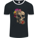 Mexique Sugar Skull Day of the Dead DOTD Mens Ringer T-Shirt FotL Black/White