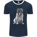 A Happy Pug Funny Dog Funny Mens Ringer T-Shirt FotL Navy Blue/White