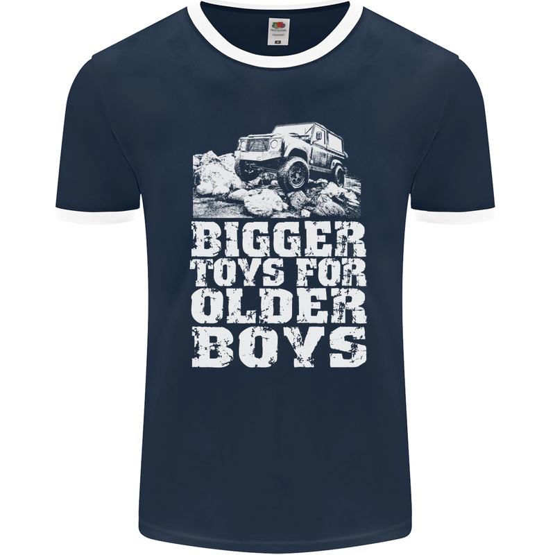 Bigger Toys Older Boys 4X4 Off Roading Mens Ringer T-Shirt FotL Navy Blue/White