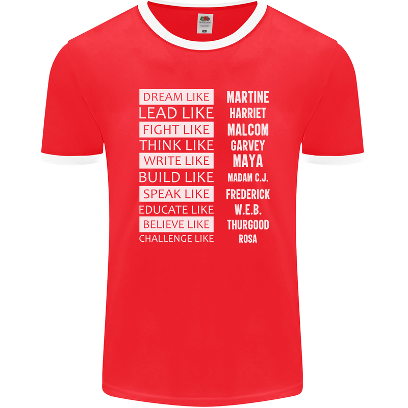 Dream Like Black Lives Matter History Month Mens Ringer T-Shirt FotL Red/White