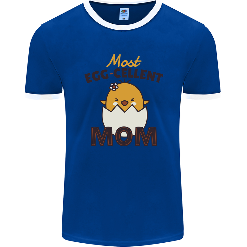 Mother's Day Easter Most Egg-cellent Mom Mens Ringer T-Shirt FotL Royal Blue/White