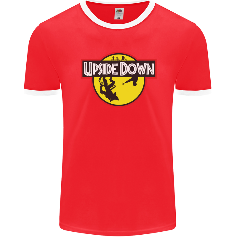 Upside Down SCI-FI TV Program Mens Ringer T-Shirt FotL Red/White
