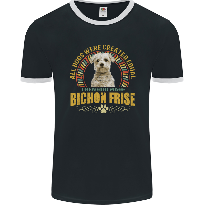 A Bichon Frise Dog Mens Ringer T-Shirt FotL Black/White