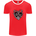 Biker Heart Motorbike Motorcycle Mens Ringer T-Shirt FotL Red/White