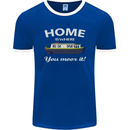 Home Is Where You Moor It Long Boat Barge Mens Ringer T-Shirt FotL Royal Blue/White