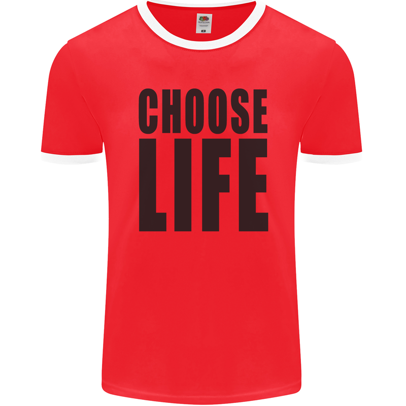 Choose Life Fancy Dress Outfit Costume Mens Ringer T-Shirt FotL Red/White