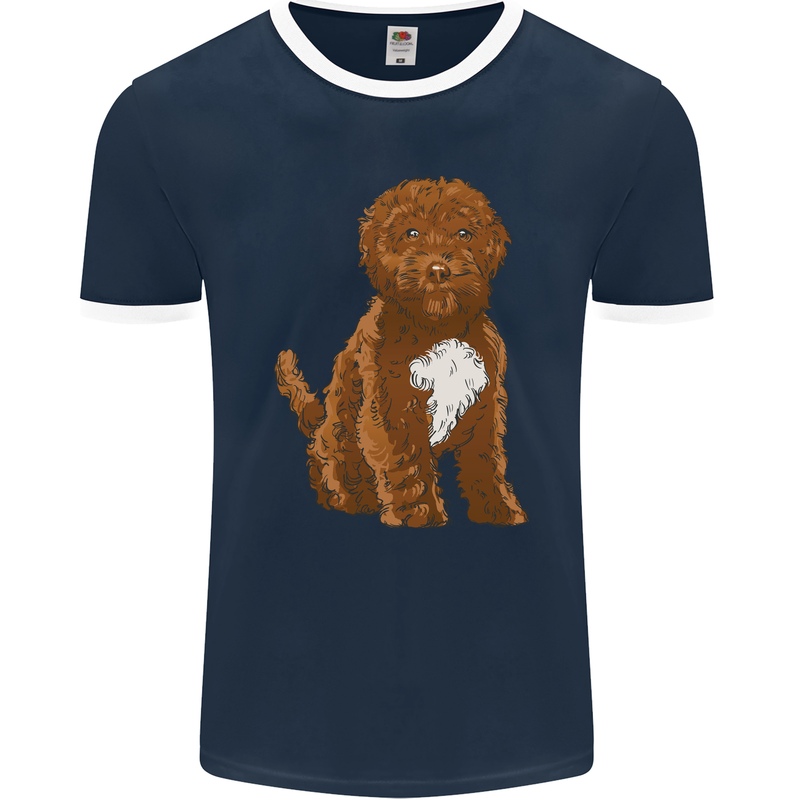 Cockapoo Dog Mens Ringer T-Shirt FotL Navy Blue/White