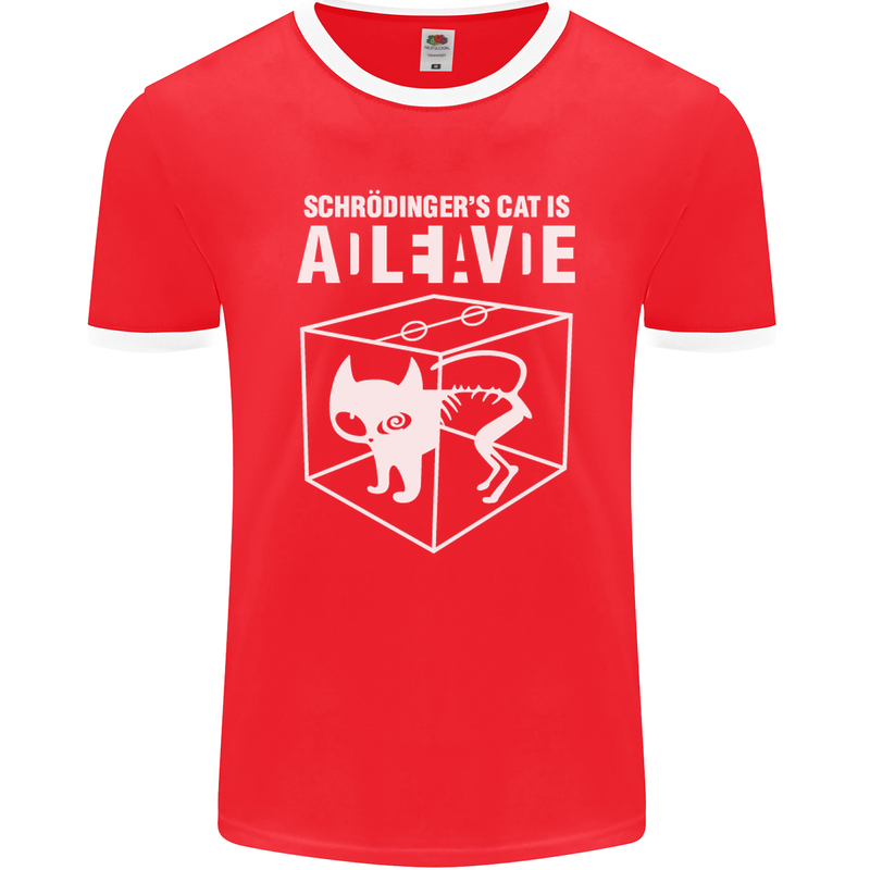 Schrodinger's Cat Science Geek Nerd Mens Ringer T-Shirt FotL Red/White