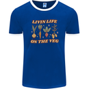 Vegan Living Life on the Veg Vegetarian Mens Ringer T-Shirt FotL Royal Blue/White