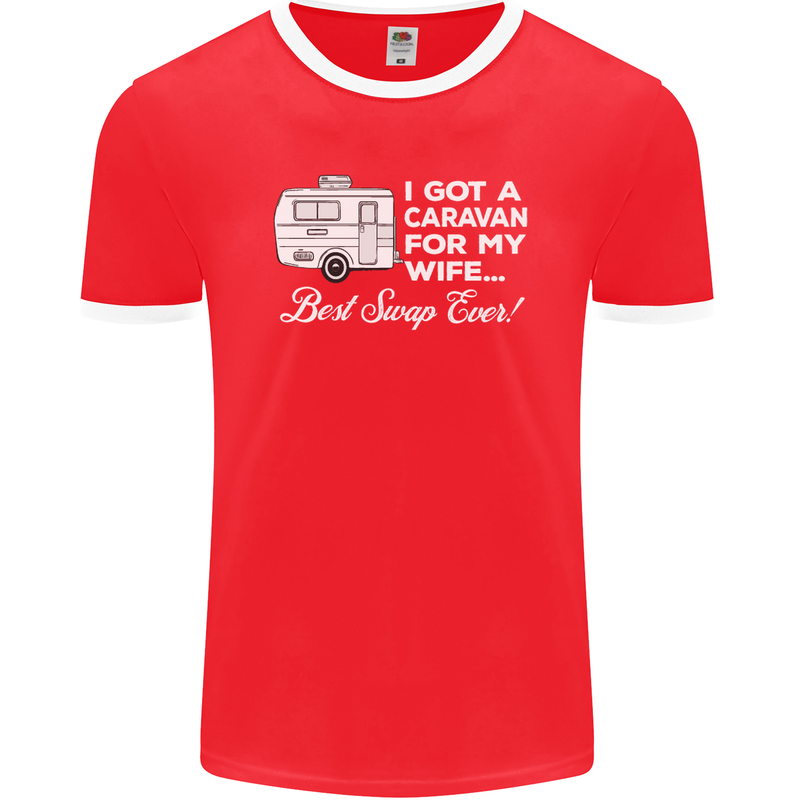 A Caravan for My Wife Funny Caravanning Mens Ringer T-Shirt FotL Red/White