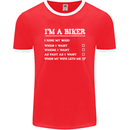 Motorbike I'm a Biker When My Wife Funny Mens Ringer T-Shirt FotL Red/White