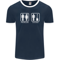 Problem Solved Guitar Funny Guitarist Mens Ringer T-Shirt FotL Navy Blue/White