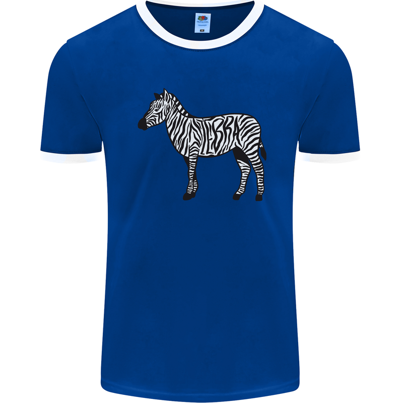 A Zebra Mens Ringer T-Shirt FotL Royal Blue/White