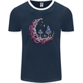 Trippy Magic Mushroom Moon LSD Psychedelic Mens Ringer T-Shirt FotL Navy Blue/White