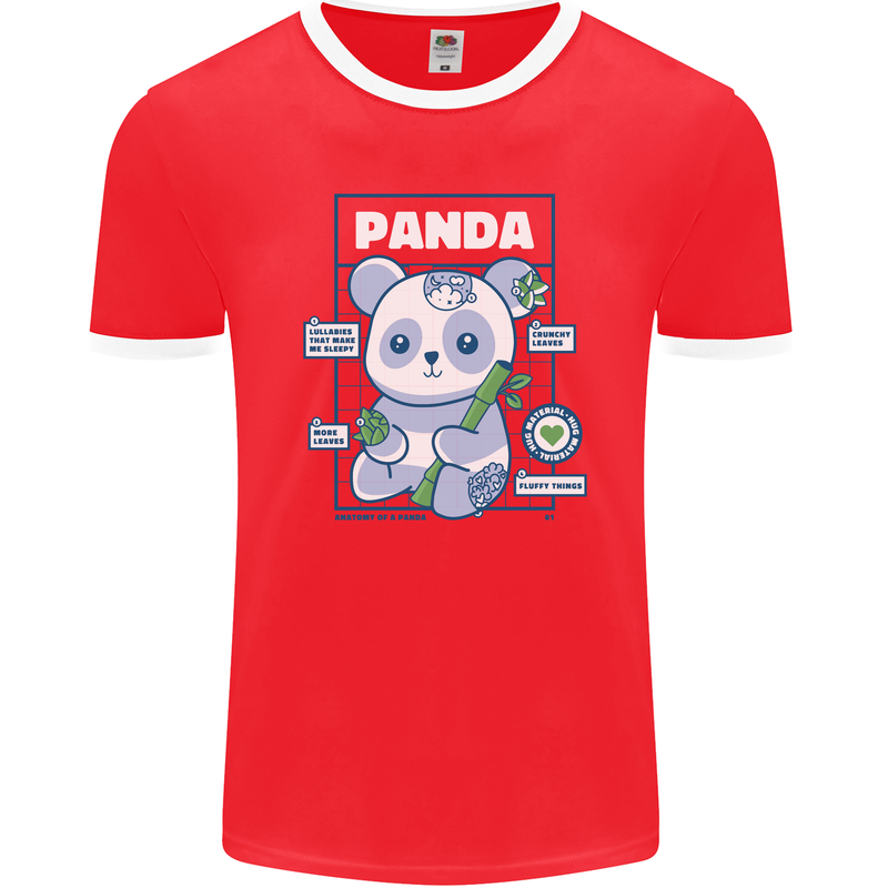 Anatomy of a Panda Bear Funny Mens Ringer T-Shirt FotL Red/White