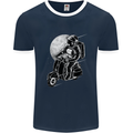 Astro Scooter Spaceman Biker Motorcyle MOD Mens Ringer T-Shirt FotL Navy Blue/White