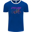 Funky Cycling Cyclist Bicycle Bike Cycle Mens Ringer T-Shirt FotL Royal Blue/White