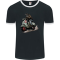 Scooter Skull MOD Moped Motorcycle Biker Mens Ringer T-Shirt FotL Black/White