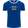 No Pain No Gain Workout Gym Training Top Mens Ringer T-Shirt FotL Royal Blue/White